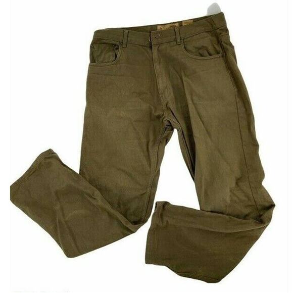 Evolution Mens Classic Straight Jeans Khaki Olive Green Denim 5 Pockets 36x32 - Picture 1 of 5